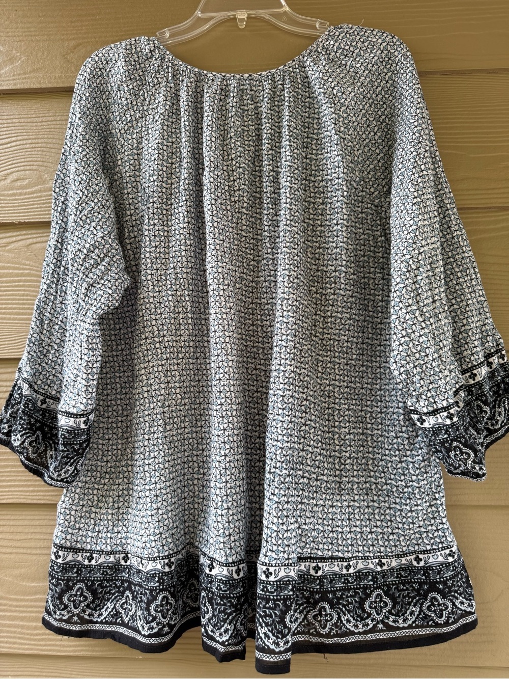 Valerie Bertinelli Blouse V-Neck 3/4 Sleeve Printed Cotton Tunic Size 2X - Picture 5 of 10
